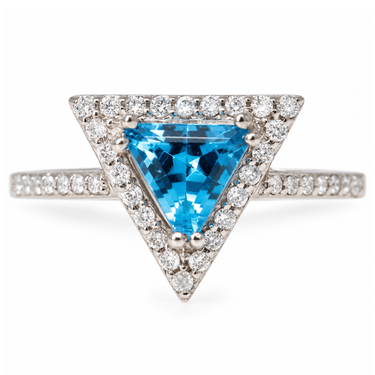 10K White Gold Trillion-Cut Blue Topaz & Diamond Halo Ring
Gold & Silver Pawn Shop