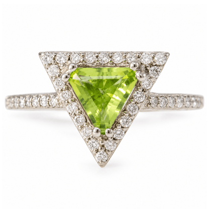 10K White Gold Trillion-Cut Peridot & Diamond Halo Ring
Gold & Silver Pawn Shop