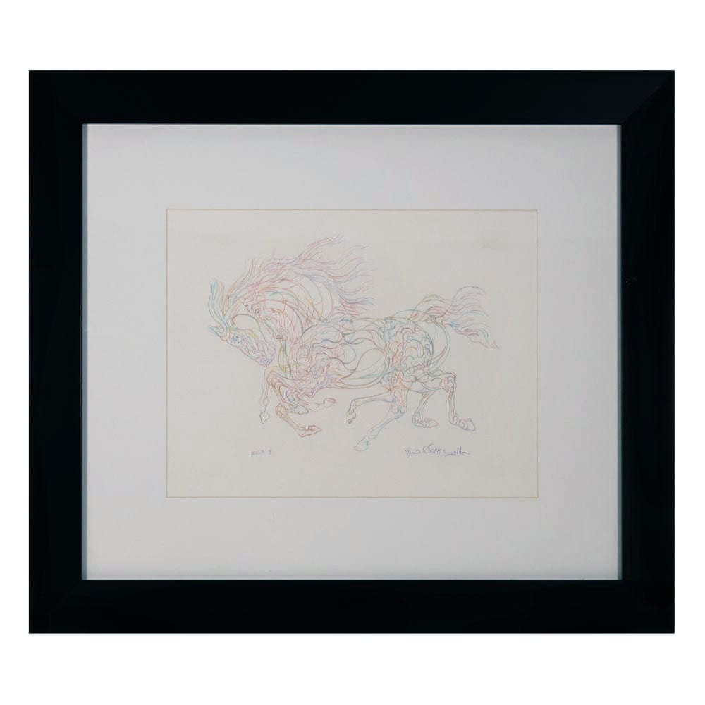 Guillaume Azoulay; Original Pen * Ink Drawing On Paper - 2 Horse Art Gold & Silver Pawn Shop