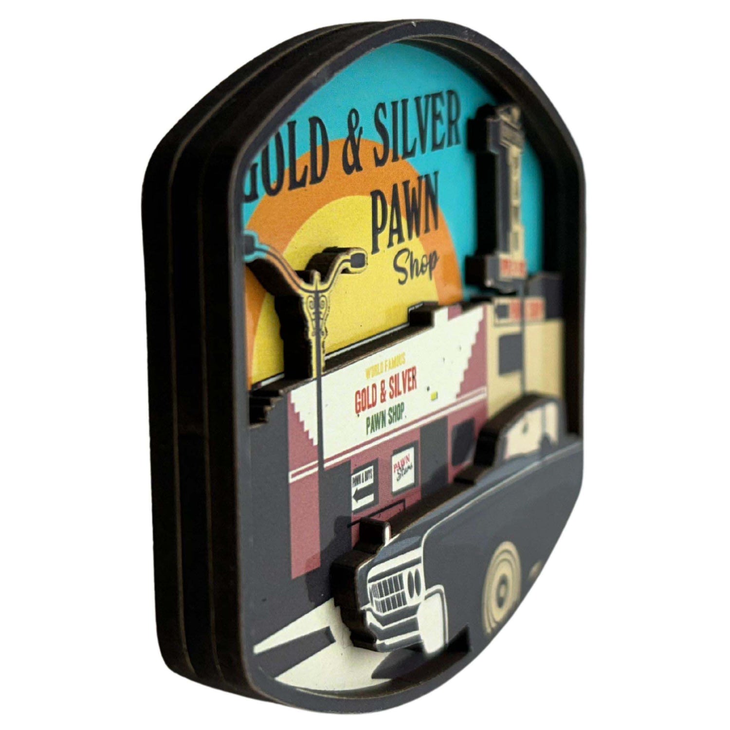 Gold & Silver Pawn Shop 3D Magnet Side View