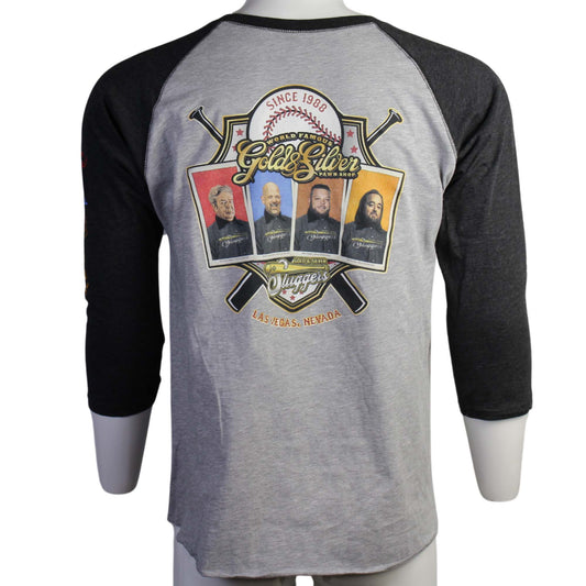 Gold & Silver Pawn Shop Raglan Sleeve Baseball Inspired Shirt Back