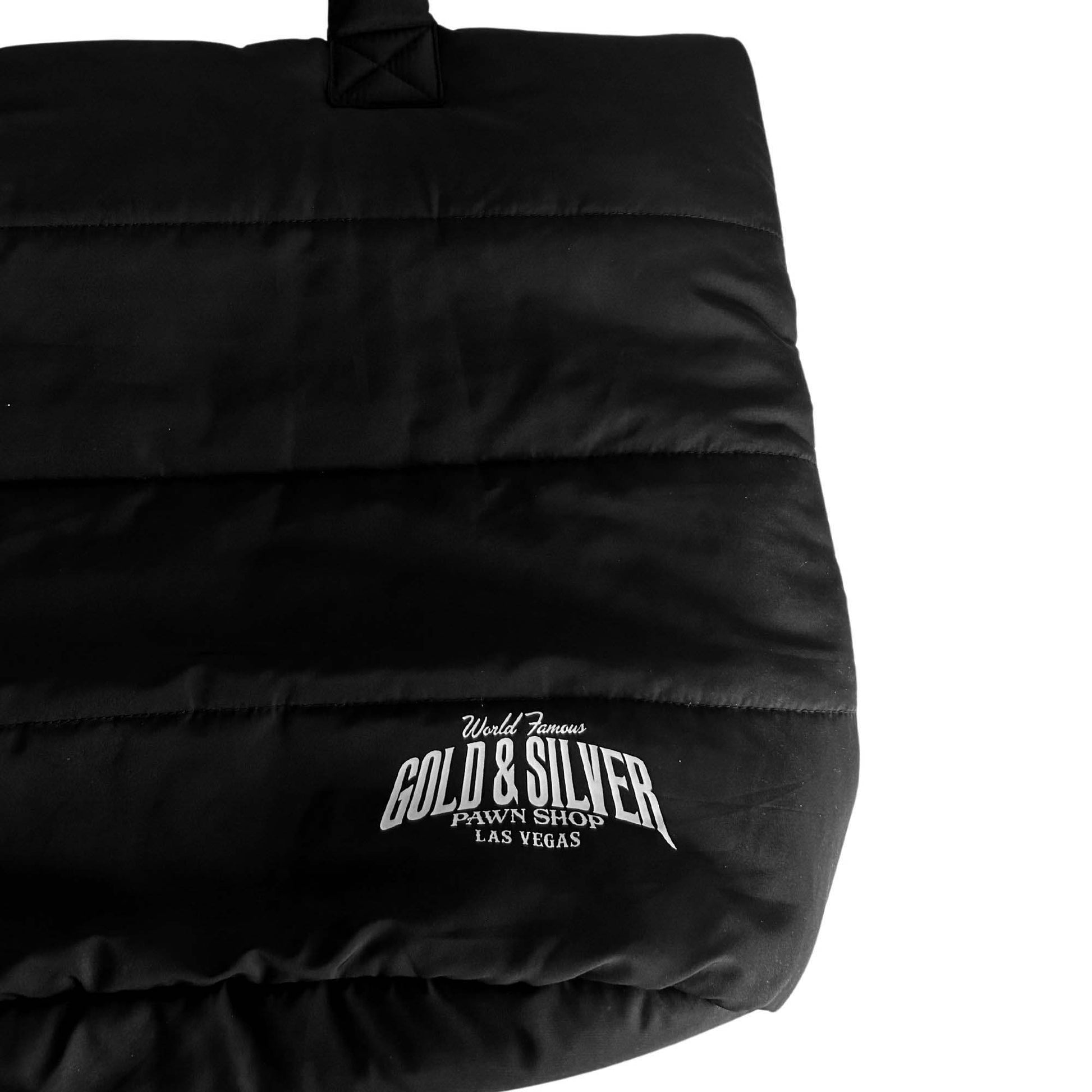 Gold & Silver Pawn Shop Black Puffer Bag Logo