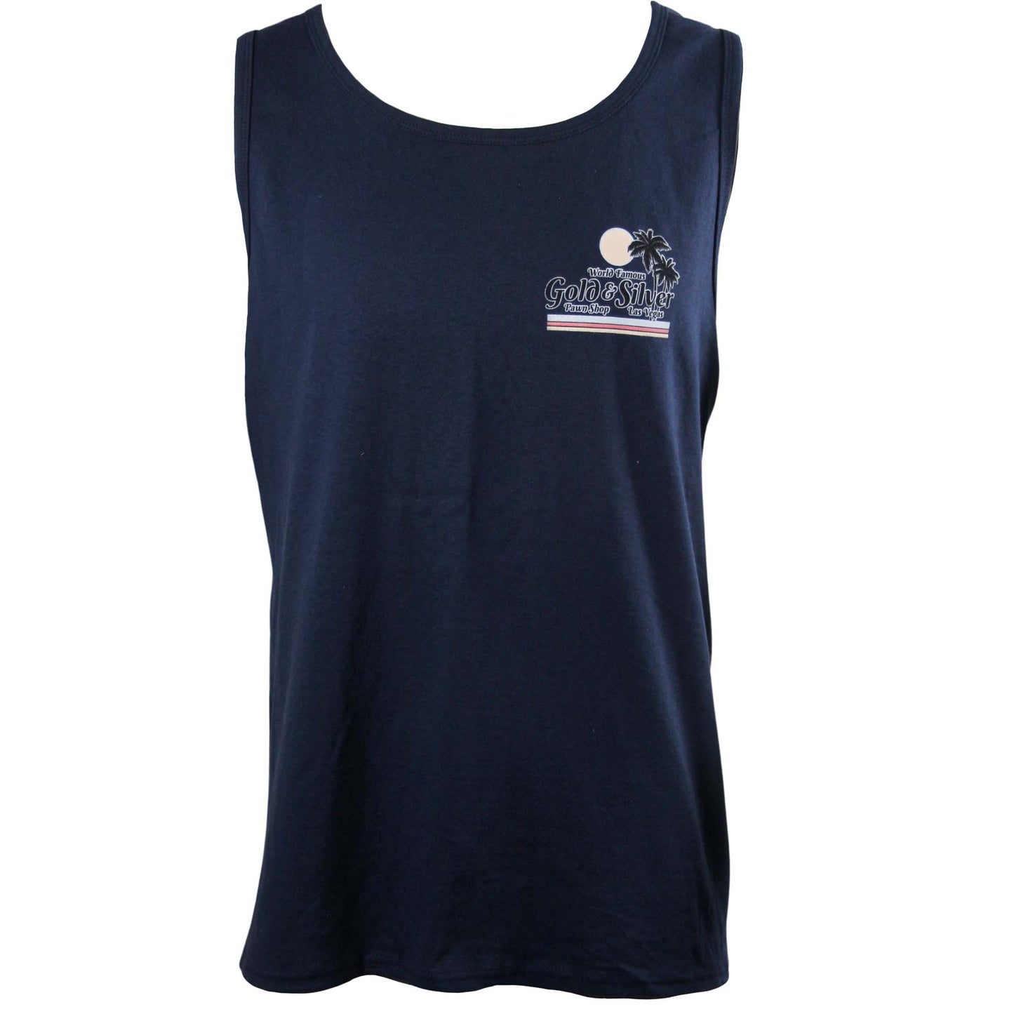 Gold & Silver Pawn Shop Navy Blue Palm Tree Tank Top ZOOM