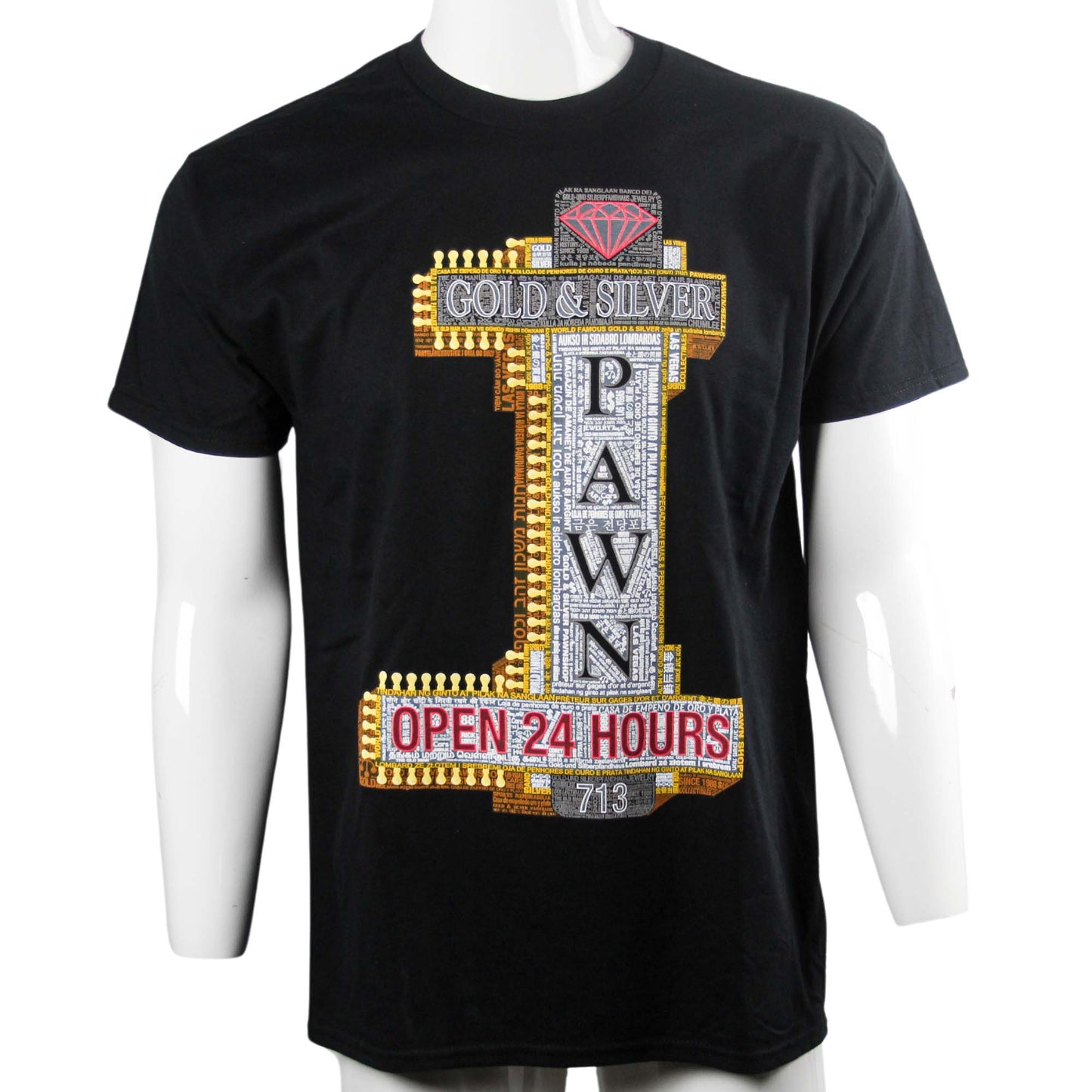 Gold & Silver Pawn Shop Sign Round Neck T-Shirt ZOOM