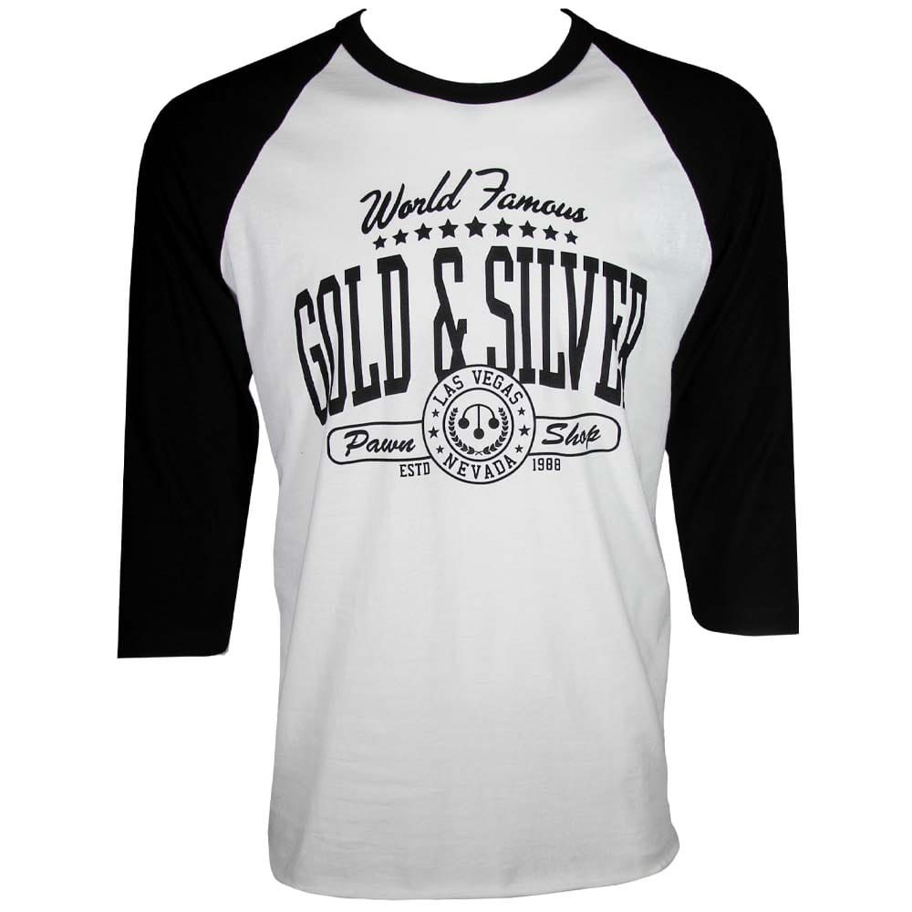 Gold & Silver Pawn Shop White & Black Reglan Sleeve T-Shirt