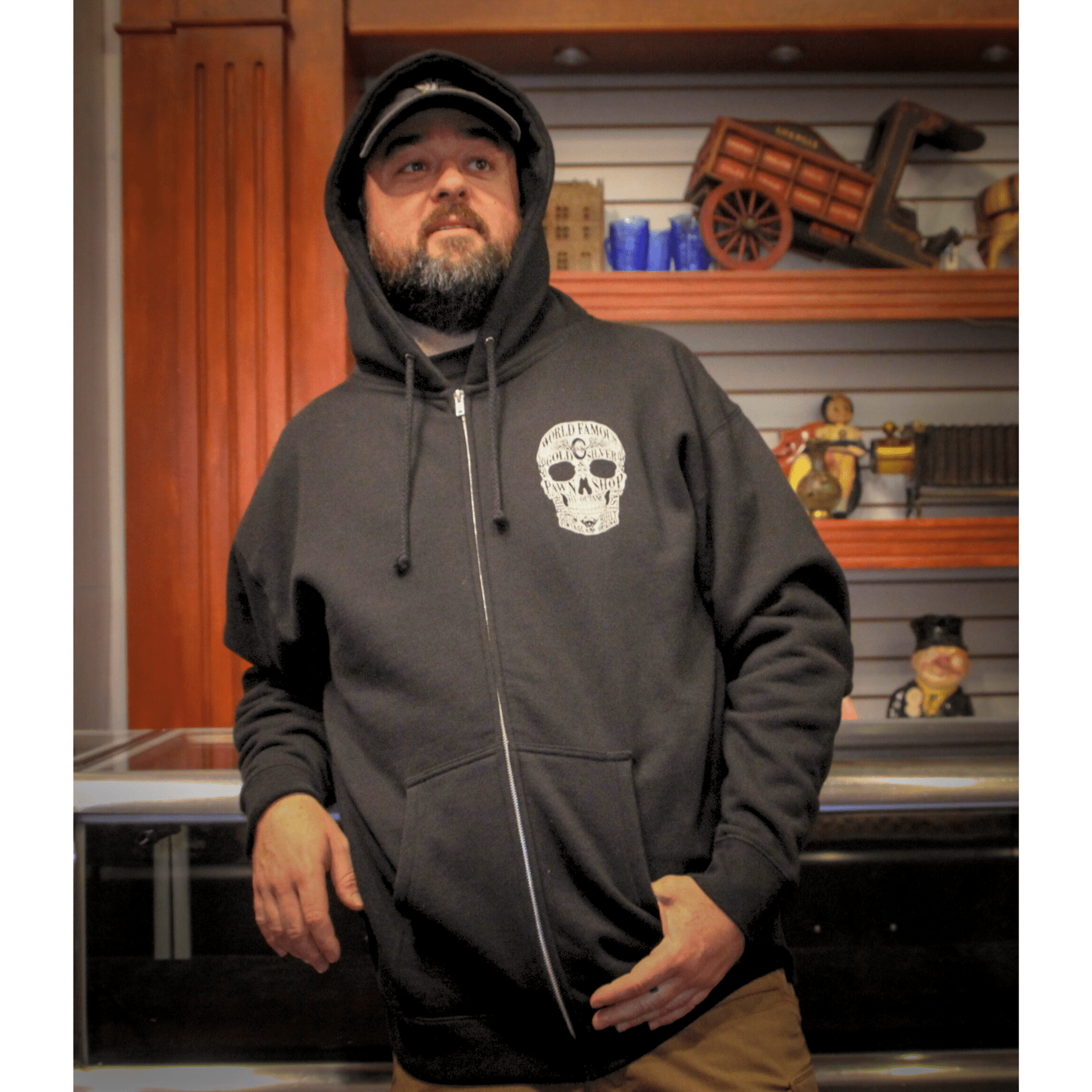 Gold & Silver Pawn Shop Zip-Up Skull Hoodie Chumlee Alt 1