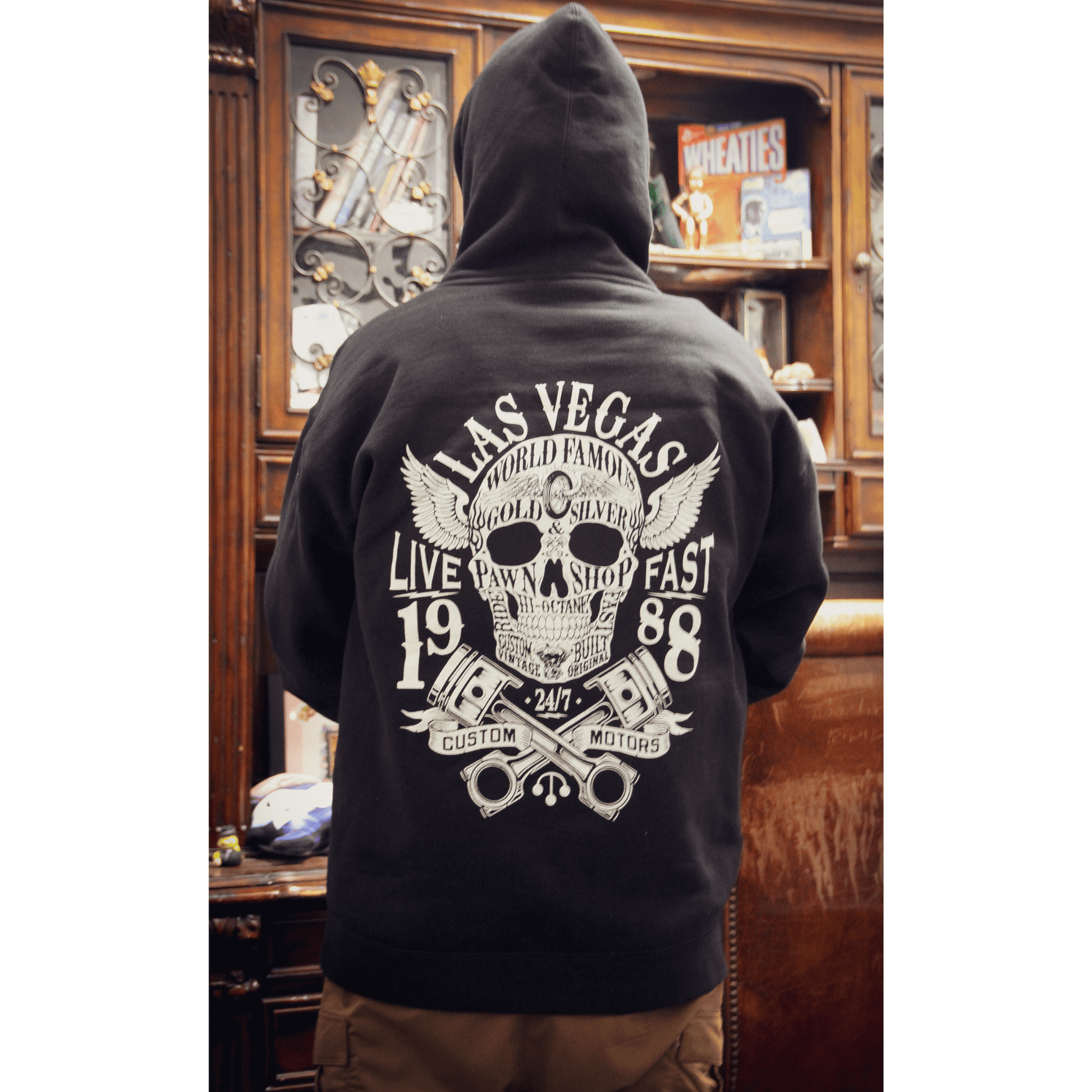 Gold & Silver Pawn Shop Zip-Up Skull Hoodie Chumlee Rear