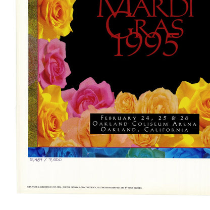 The Grateful Dead: Mardi Gras, 1995, Original Concert Poster Art Gold & Silver Pawn Shop