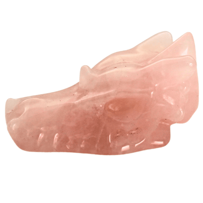 Hand Carved Dragon Head Art Gold & Silver Pawn Shop Rose Quartz