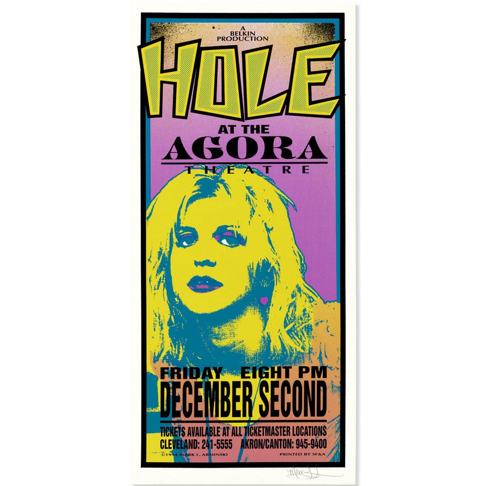Hole: Live Through This Tour, 1994, Original Hand Signed Poster Art Gold & Silver Pawn Shop