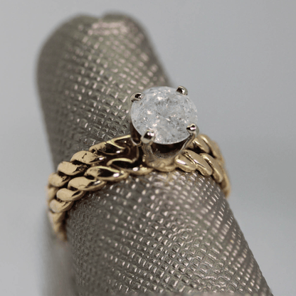Diamond Ring with Braided 14k Band Gold & Silver Pawn Shop