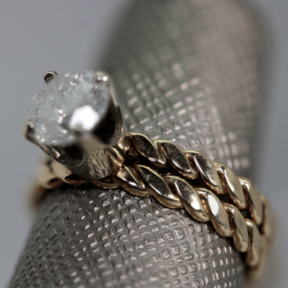 Diamond Ring with Braided 14k Band Gold & Silver Pawn Shop