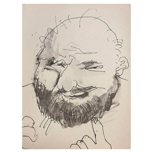 Pablo Picasso; Chauve, barbu et hilare, trait et lavis thumb