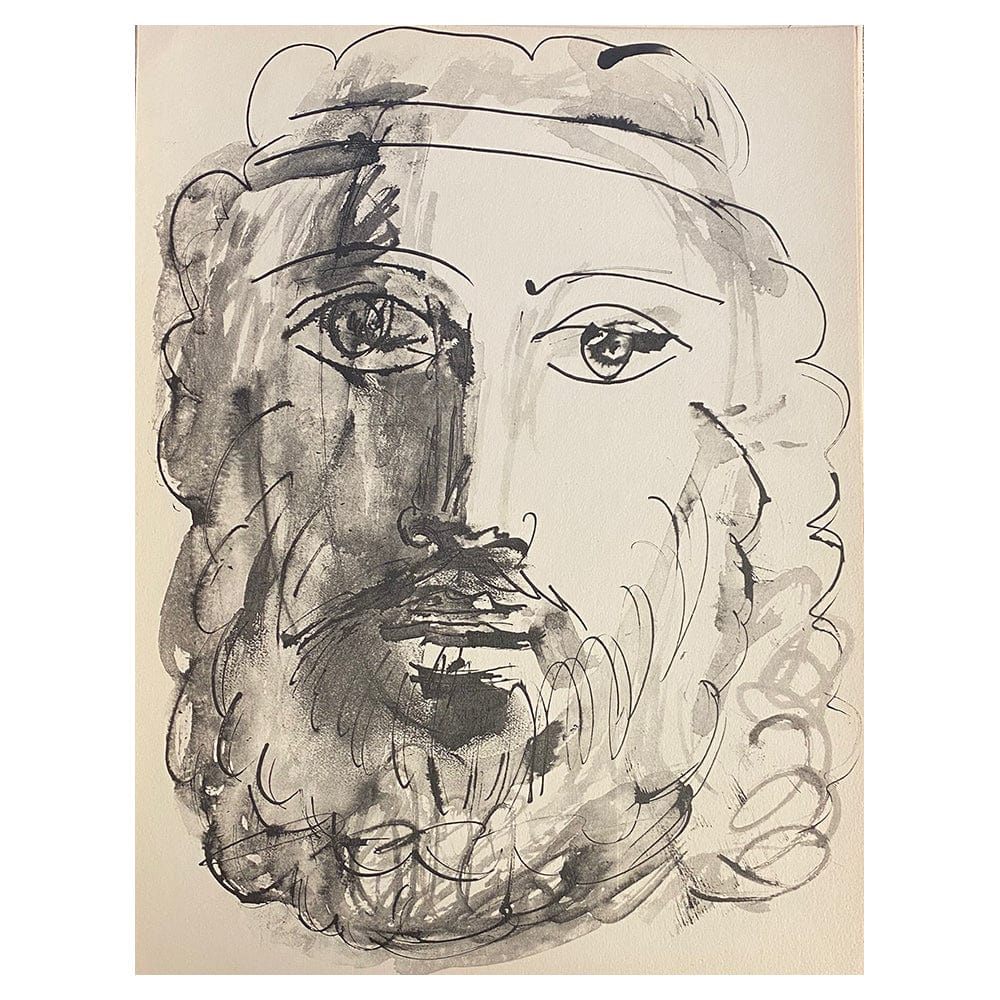 Pablo Picasso; Visage d’homme au bandeau trait et lavis thumb
