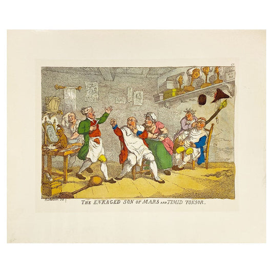 Thomas Rowlandson - The Enraged Son of Mars and Timid Tonsor thumb