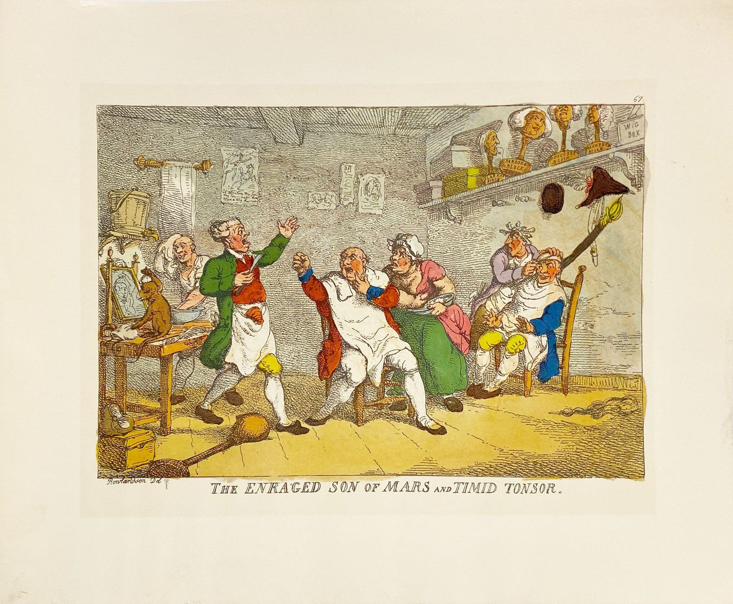 Thomas Rowlandson - The Enraged Son of Mars and Timid Tonsor zoom