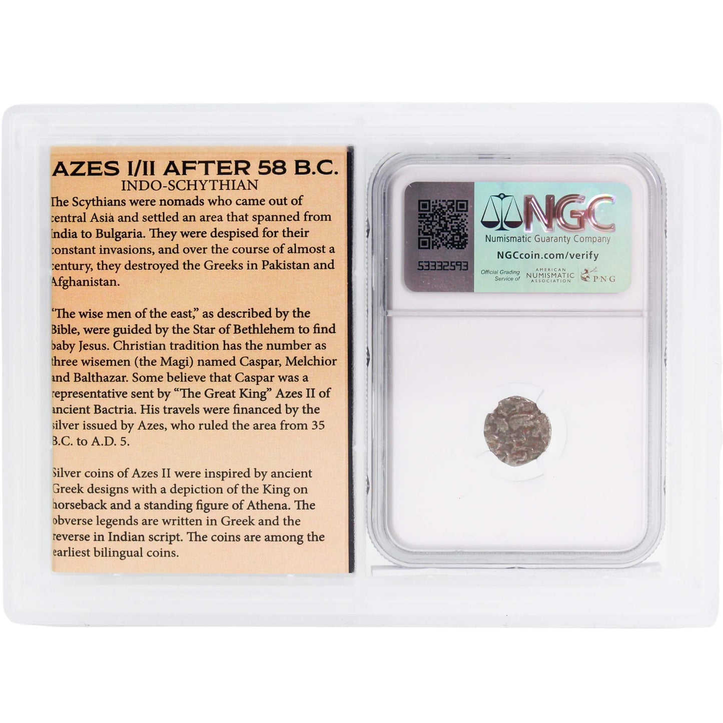 Indo-Scythians Azes I/II, AFTER C.58 BC AR Drachm F Back