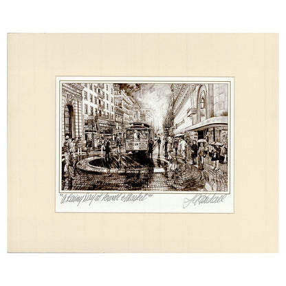 J.A. Kendall: A Rainy Day At Powell and Market Art G S Pawn