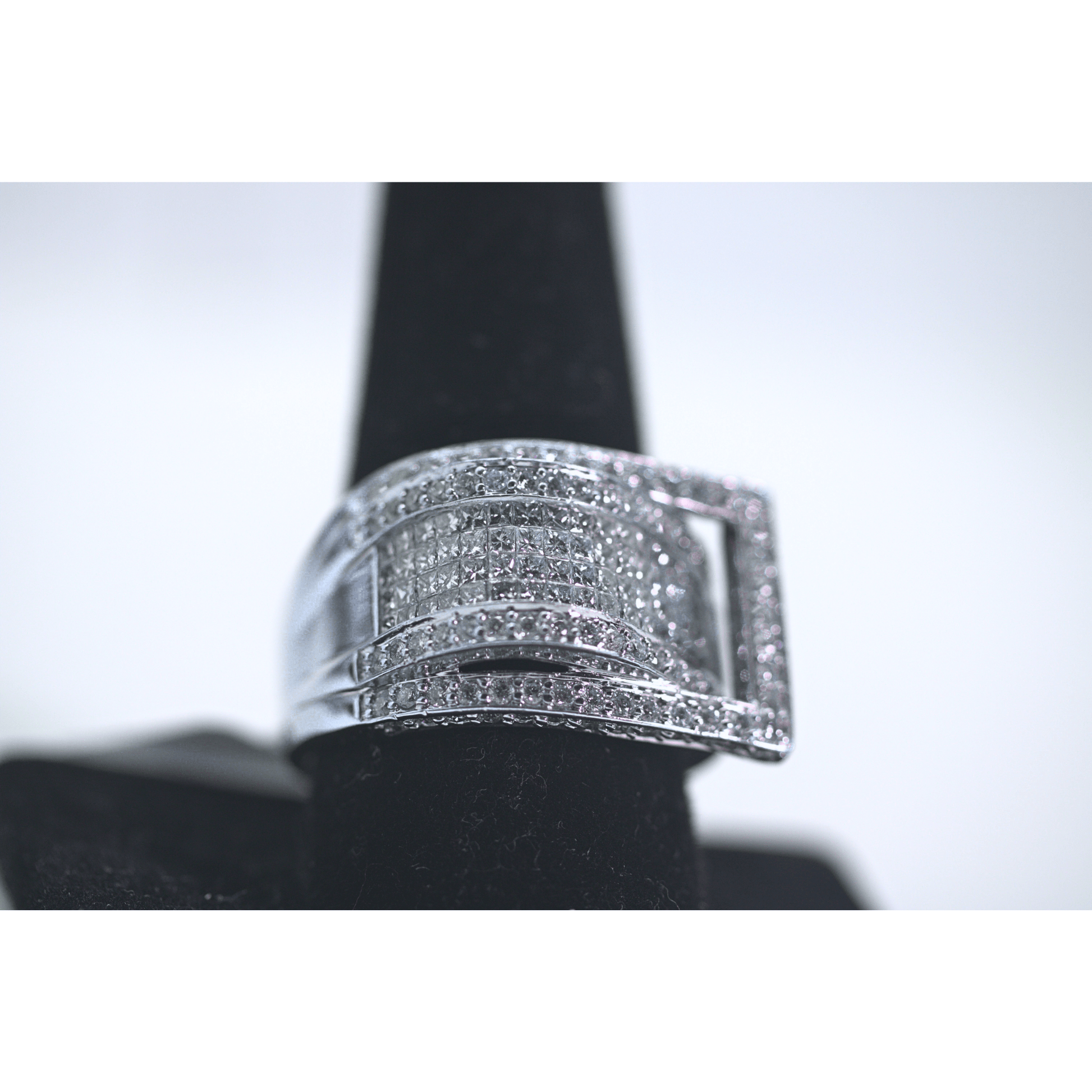 10K White Gold Gents Ring Low Angle Extra Display View