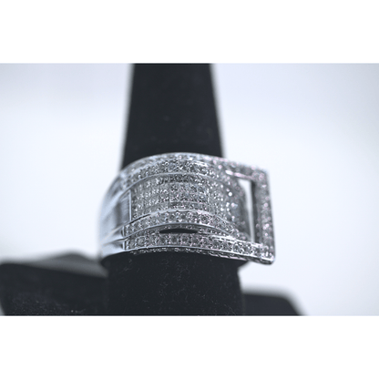 10K White Gold Gents Ring Low Angle Extra Display View