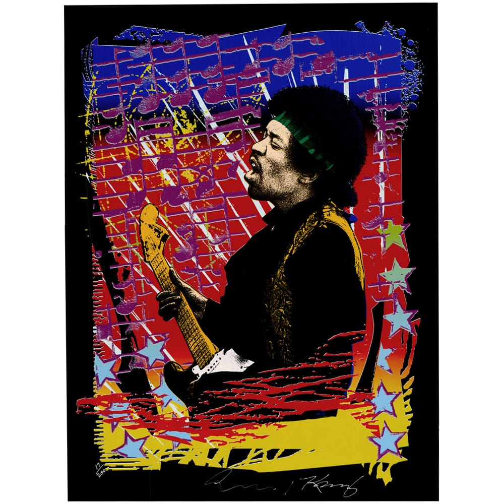 Jimi Hendrix Limited Edition Silkscreen Art Gold & Silver Pawn Shop