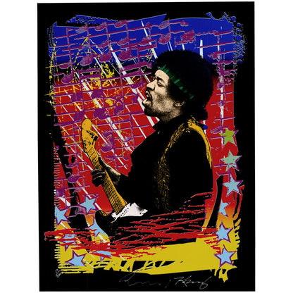 Jimi Hendrix Limited Edition Silkscreen Art Gold & Silver Pawn Shop
