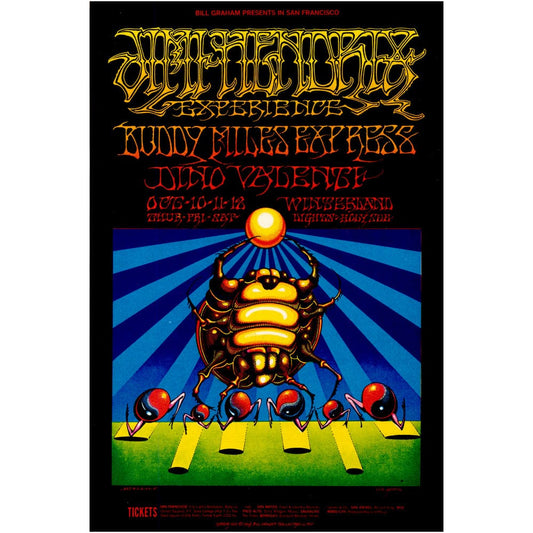 Jimi Hendrix: Original 1968 Postcard BG140 Art Gold & Silver Pawn Shop