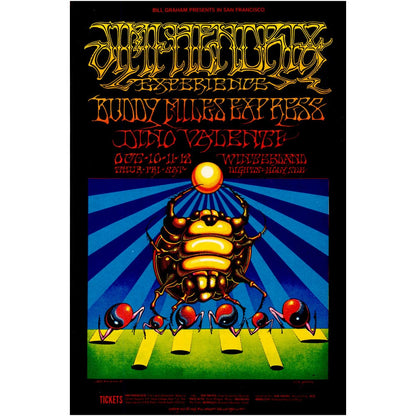 Jimi Hendrix: Original 1968 Postcard BG140 Art Gold & Silver Pawn Shop