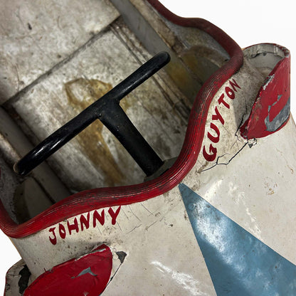 Johnny Guyton Soap Box Derby Car With Helmet Text