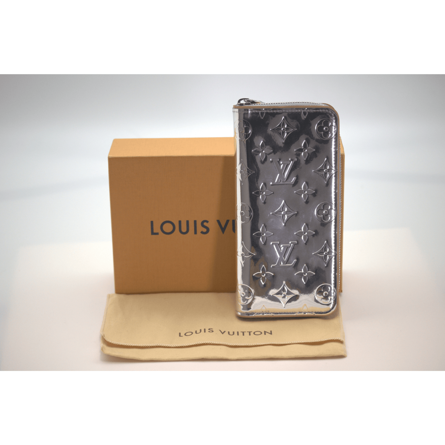 Louis Vuitton Monogram Silver Mirror Zip Purse