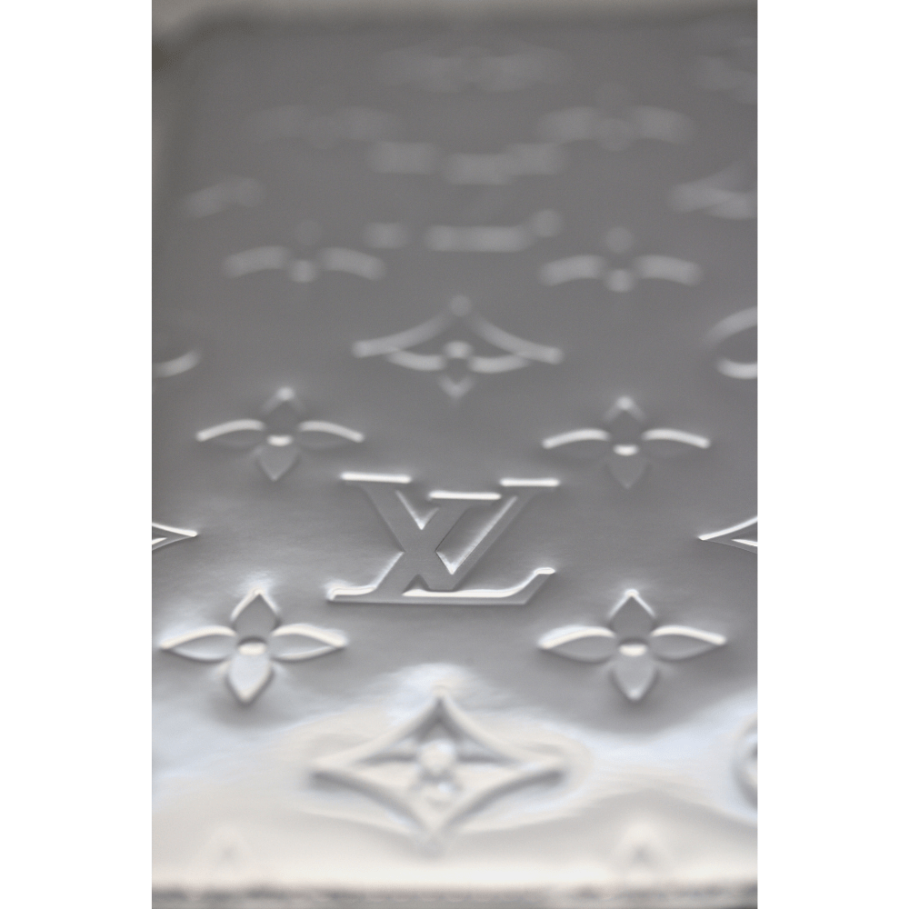 Louis Vuitton Monogram Silver Mirror Zip Purse Close up Monogram