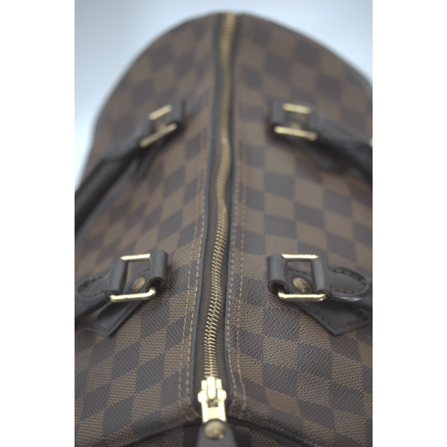 Louis Vuitton Damier Ebene Canvas Speedy Handbag Strap Top View