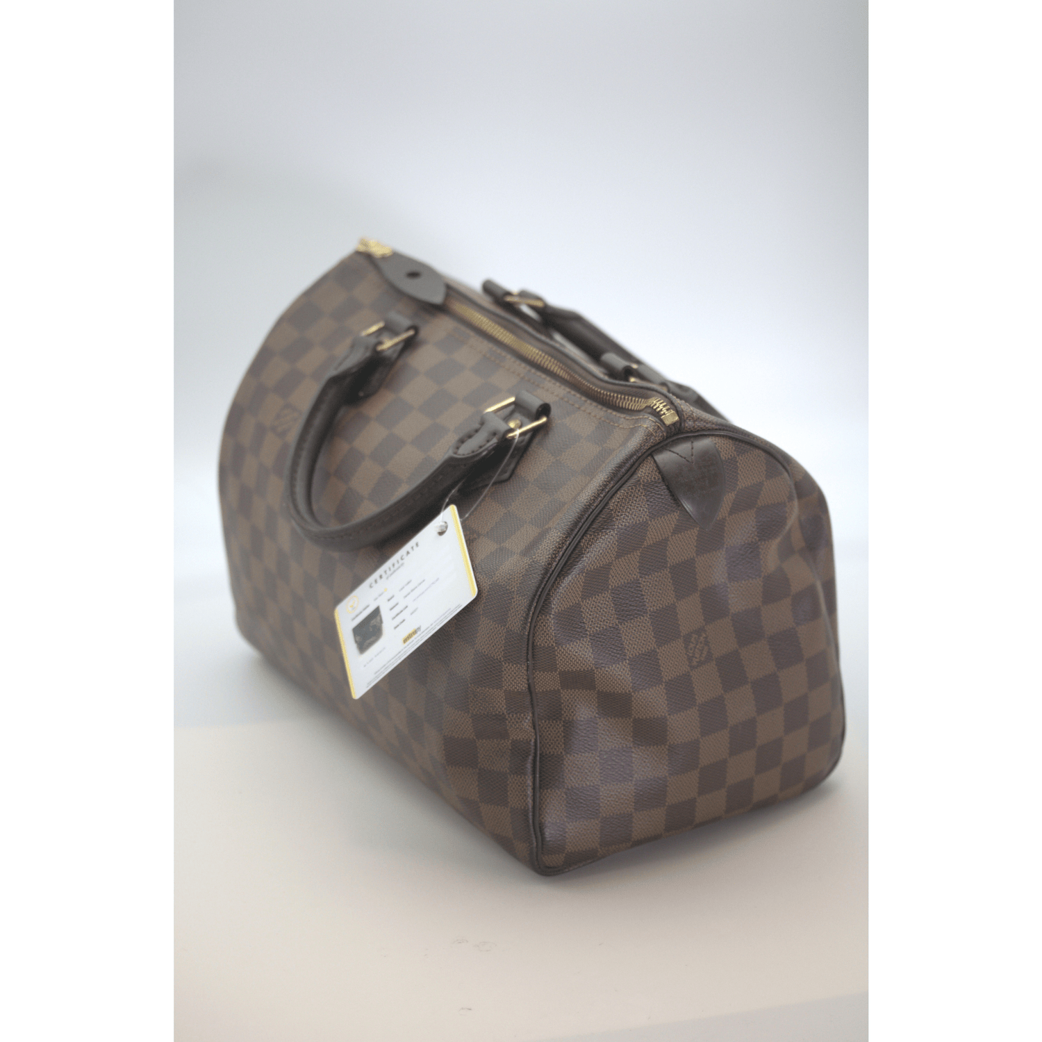 Louis Vuitton Damier Ebene Canvas Speedy Handbag COA View
