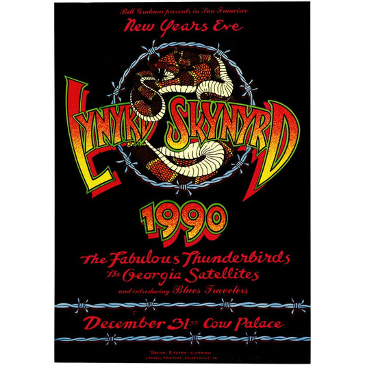 Lynyrd Skynyrd: Cow Palace New Years 1990, Original Poster Art Gold & Silver Pawn Shop