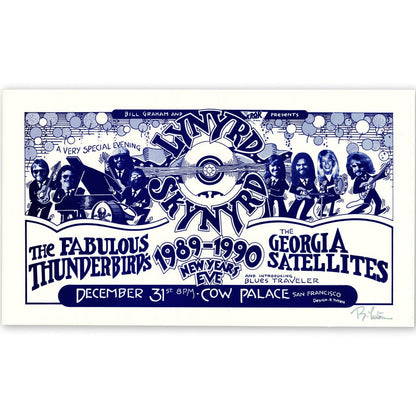 Lynyrd Skynyrd: Cow Palace New Years 1989-90, Original Hand Signed Poster Art Gold & Silver Pawn Shop