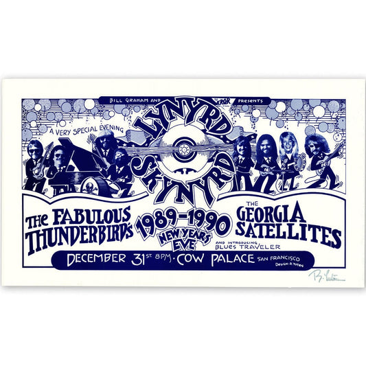 Lynyrd Skynyrd: Cow Palace New Years 1989-90, Original Hand Signed Poster Art Gold & Silver Pawn Shop