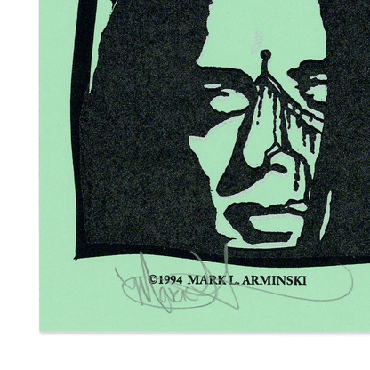 Signature and copyright date on lower left of Original Marilyn Manson Concert poster by Mark Arminski