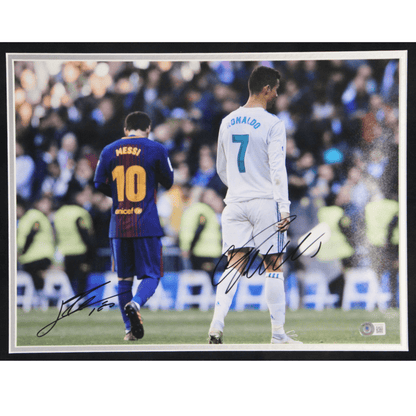 Messi & Ronaldo Signed Photo Memorabilia Close Up