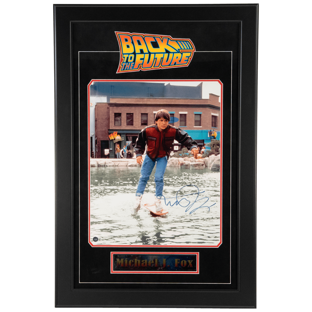 Michael J Fox Autographed Back to the Future Memorabilia Gold & Silver Pawn Shop