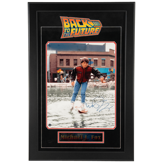 Michael J Fox Autographed Back to the Future Memorabilia Gold & Silver Pawn Shop