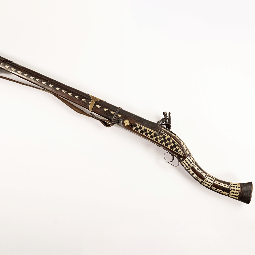 Antique Middle Eastern Jezail Flintlock with Decorative Inlay Gold & Silver Pawn Shop