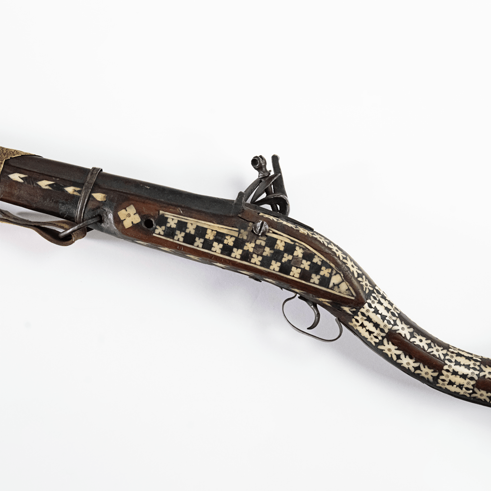 Antique Middle Eastern Jezail Flintlock with Decorative Inlay Gold & Silver Pawn Shop