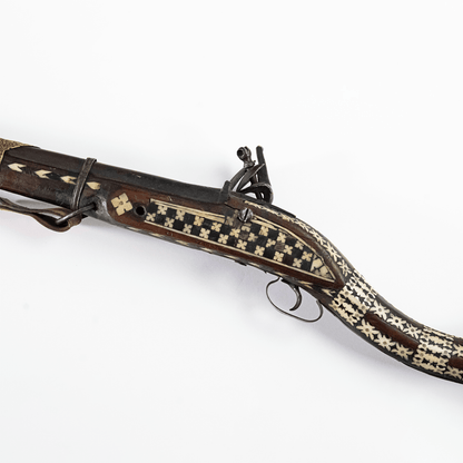 Antique Middle Eastern Jezail Flintlock with Decorative Inlay Gold & Silver Pawn Shop