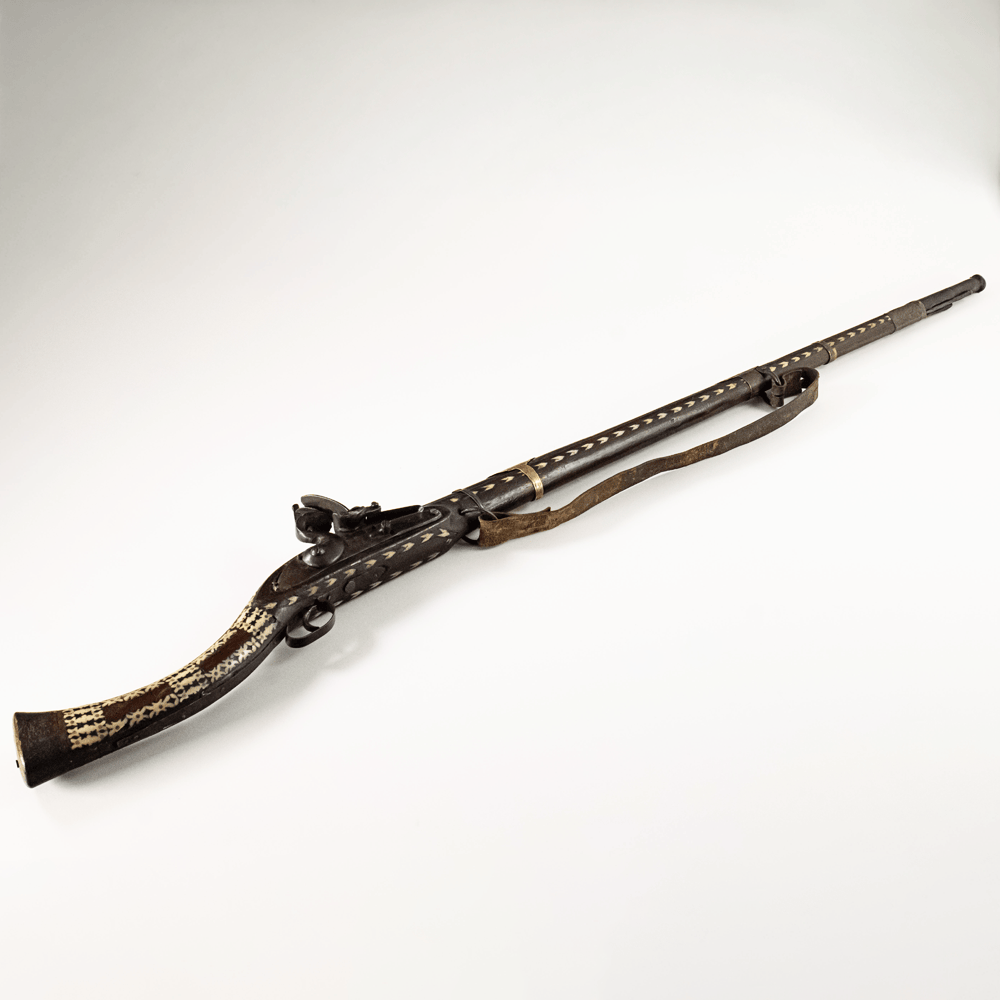 Antique Middle Eastern Jezail Flintlock with Decorative Inlay Gold & Silver Pawn Shop