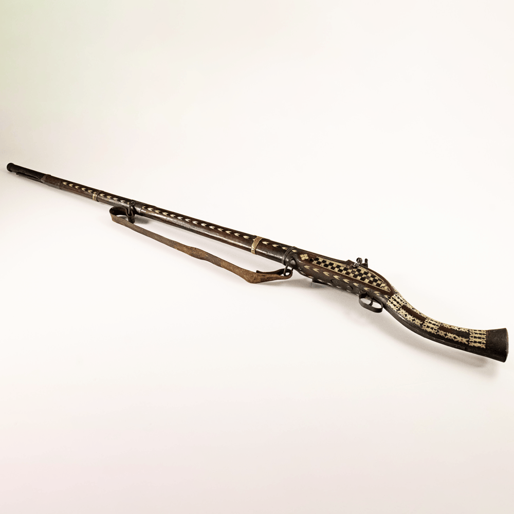 Antique Middle Eastern Jezail Flintlock with Decorative Inlay Gold & Silver Pawn Shop