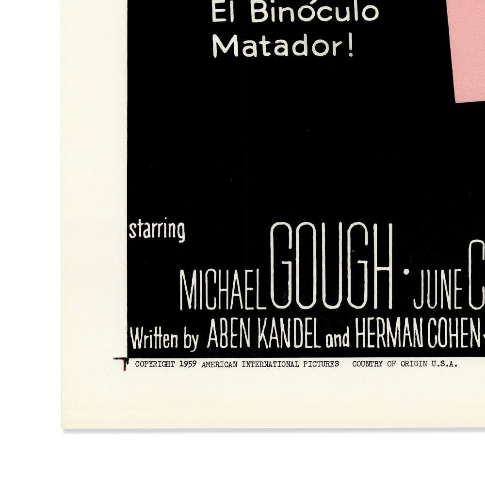 Horrores del Museo Negro: Original One Sheet Movie Poster, 1959 Art G S Pawn