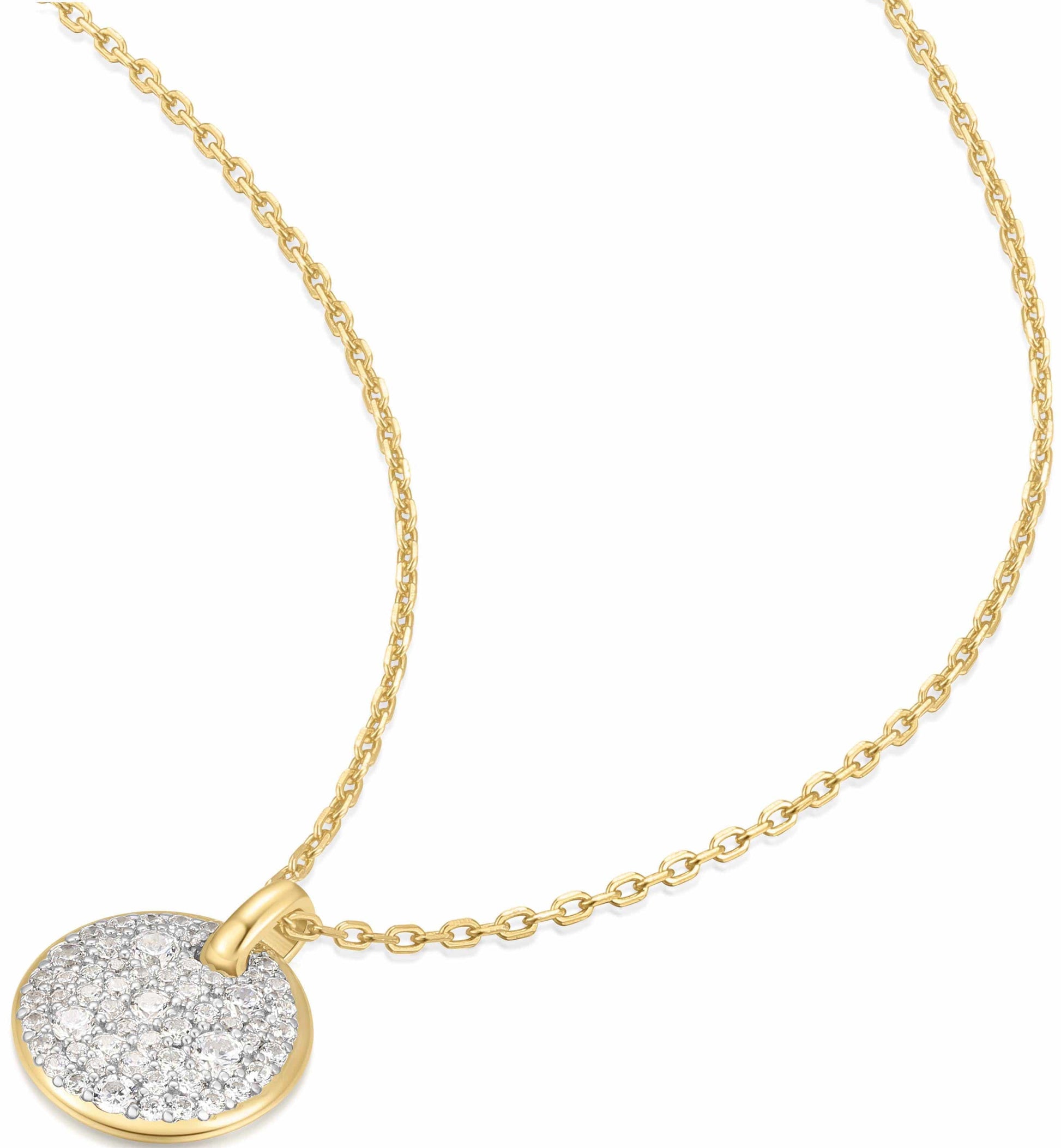 Large Pavé Disc Necklace Gold & Silver Pawn Shop