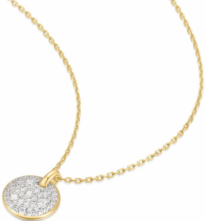 Large Pavé Disc Necklace Gold & Silver Pawn Shop