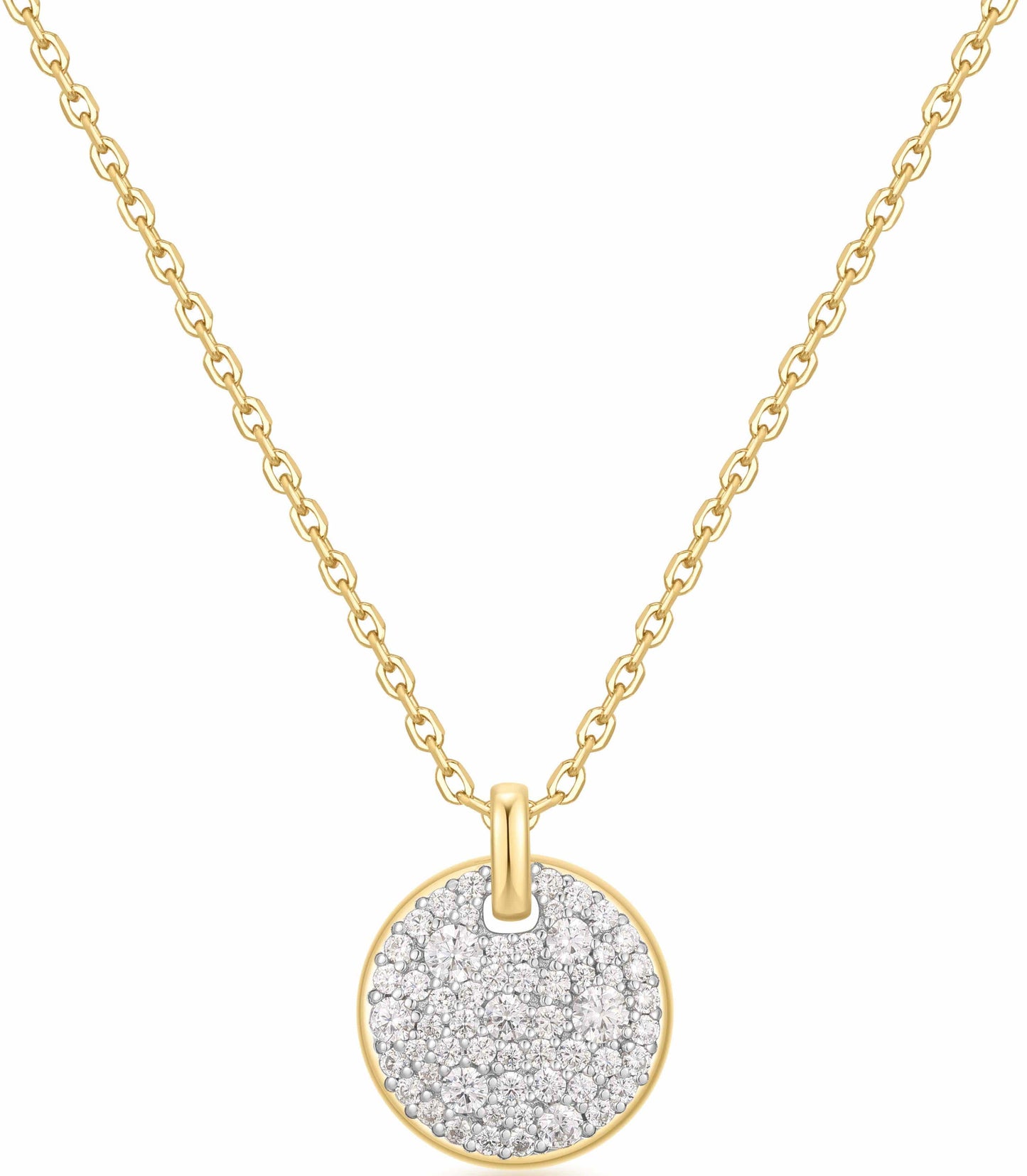 Large Pavé Disc Necklace Gold & Silver Pawn Shop Gold-plated