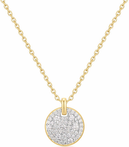 Large Pavé Disc Necklace Gold & Silver Pawn Shop Gold-plated